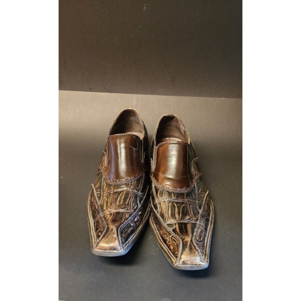 Giorgio Brutini Mens Size 13 M Brown  Leather Square Point Slip on Shoes 178882